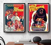 2 Pcs Pulp Fiction Canvas Print Poster Man Cave Decor Quentin Tarantino Wall Art Classic Retro Funny Movie Scene Cool Pictures Modern Aesthetic Prints For Living Room Bedroom Home Decoration Unframed