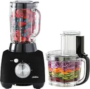 [Sunbeam] Multi Food Processor Plus | 2-in-1 Blender & Processor, Durable Attachments for 14 Meal Prep Tasks, 2L BPA-Free Bowl, 1.5L Glass Blender Jug for Smoothies, 2 Speeds Plus Pulse, Black,LCP6000BK