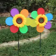 Mini-Factory 2-Pack Sunflower Rainbow Wind Spinners for Garden Decoration