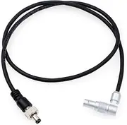 HangTon 0B 2 Pin to Locking DC Barrel Power Cable for Alexa Camera Atomos Shogun Flame/Inferno, Ninja Inferno, Shogun 7 Monitor Rotated Right Angle 60cm