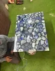 Blue Agate Coffee Table Top, Geode Agate Center Table Top Home Furniture Decor