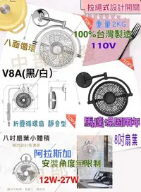 在飛比找Yahoo!奇摩拍賣優惠-ALASKA 阿拉斯加 VIVI折疊循環扇 V8A 8吋 黑