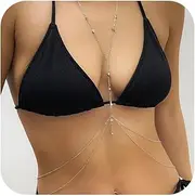 MODRSA Body Chain Belly Chain Silver Gold Waist Chain Body Chain Jewelry for Women Body Jewelry for Women Waist Chains Belly Chains for Women Chain Bra Lingerie Body Necklace