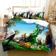 v1904 Bed Sheets Printed Plant Zombie Bedding Set Boys Girls Twin Queen Size Duvet Cover Pillowcase Bed Boys Adult Fashion Home Textileextile 3-Piece