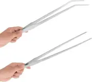 Aquarium Tweezers Extra Long 15 Inches Feed Tong Clamps - Straight and Curved S