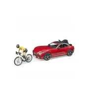 Bruder Licensed 1:16 Scale Detachable Roof Roadster Racing Car With 1 Road Bike + Cyclist