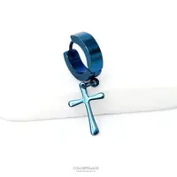 在飛比找蝦皮購物優惠-南極光墜垂十字架鋼製耳針耳環【ND513】單支