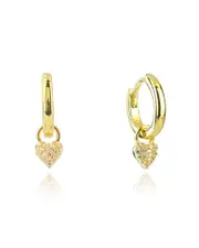 SWEETHEART SPARKLY HEART MINI DROP HOOPS GOLD