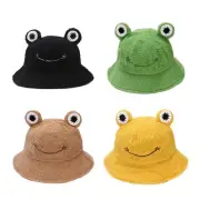 Winter Furry Bucket Hat for Women Men Warm Plush Hats Cartoon for Frog Desi