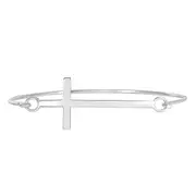 Sterling Silver Sideways Cross Bangle With Hook Style Clasp