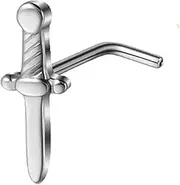 [Niaspi] 20G Silver Sword L-Shaped Nose Studs Rings for Women Men G23 Titanium Nose Rings Studs Screws Minimalist Nose Nostril Piercing Jewelry, Large, Stainless Steel, no gemstone