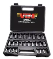 VIM 26pc Master Hex Bit Socket Set SAE 3/32" to 3/4" & Metric 2mm-19mm #HMS26
