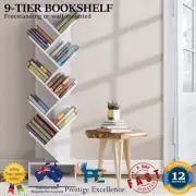 Artiss 9 Tier Tree Bookshelf Display Rack Book Shelf Storage Wood Bookcase White