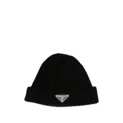 [Prada] Prada Ribbed Logo-plaque Beanie L BLACK