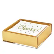 Tizo Lucite Gold Tone Cocktail Napkin Tray