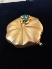 ESTEE LAUDER Powder Compact Lucidity Prince Charming FROG on Lily Pad NEW