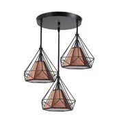 3 Head E27 Vintage Chandelier Light Restaurant Adjustable Pendant Lamp Bar Living Room