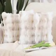 Pack of 2 Thick Plush Wool Throw Pillow 16" x 16" (Pack of 2) White Beige