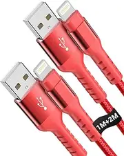 AHGEIIY Lightning Cable 2M 1M, iPhone Charger Cable Apple MFi Certified iPhone Cable Fast Charging for iPhone 14 13 12 11 Xs Max XR X 8 Plus 7 6s Plus iPad Pro iPod Airpods