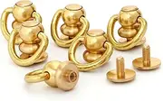 Zhooooonglf 6Pcs D Ring Stud Screw Ball Head Button, Metal D Ring Rivets for Leather DIY Craft, Bag Shoes Accessories