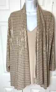 NWT ANNE KLEIN Jacket Coat Champagne Gold Sequin Blazer Metallic MOTB Sz 2X New