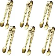 Mobestech 6pcs Mini Serving Tongs with Elegant Pattern for Appetizers Desserts Buffets and Tea Parties Kitchen Tongs for Food Serving