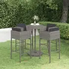 Stylish Poly Rattan Bar Set Of 5 Modern Outdoor Table And Stools With Cushions