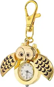 [TINEASUR] Owl Pocket Watch Antique Pocket Watch Watches Watch Swing Device Watch with Secret Compartment Clip on Watch Green Watch Wristwatch Keychain Watch Belt Loop Watch Alloy Golden