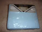 Vtg New Full Sheet Set Blue Flat Fitted Floral Pillowcases Percale 180 Thread Ct