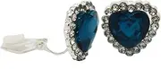 [Caprilite] Womens Silver Heart Blue Crystal Stud Diamante Clip On Earrings CZ Ladies