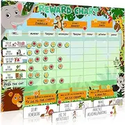 Large Safari Animal Magnetic Star/Reward Chart for Kids: Encourages Good Behaviour and Customisable with Choice of Magnets and Dry Erase Feature