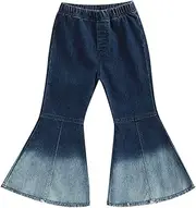 [TAOHONG] Toddler Baby Girl Flared Jeans Ripped Trousers Bell-Bottom Denim Pants Spring Fall Clothes