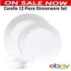 Corelle 12 Piece Classic Dinnerware Set White Dishwasher Microwave OK Dining Mea
