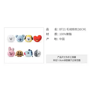 APP下單享點數9%｜BT21毛絨抱枕30CM卡通動漫臉型抱枕靠墊居家生活用品LINE FRIENDS 動漫周邊