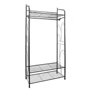 Fin Metal Clothes Rail Storage Garment Shelf Clothing Hanging Heavy Duty Shoe Rack