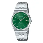 Casio MTP-B145D-3AV Green Dial Silver Stainless Steel Retro Analog Watch