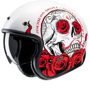 V31 Desto White Red MC1 Open Face Helmet