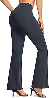 [TSLA] Womens Bootcut Yoga Pants with Pockets, Tummy Control High Waist Bootleg Yoga Pants, 4 Way Stretch Workout Pants