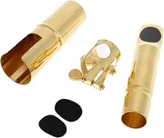 Jazz Alto Sax Saxophone 7C Mouthpiece Metal with Mouthpiece Patches Pads Cushions Cap Buckle Gold Plating Gold One Size