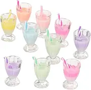 TOPPERFUN 10pcs Cartoon Drinking Cup Charms for Crafts Resin Pendant Necklaces Earrings Cute Tea Cup Charms for Jewelry Making Keychains