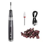 Electric Cordless Nail Drill, 30,000RPM Variable-Speed Rechargeable Nail E File Machine, Portable Manicure Pedicure Polisher with 50PCS Sanding Bands for Dead Skin Removal, Nail Surface