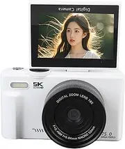 5K Digital Camera for Photography, 75MP Vlogging Cameras for YouTube, UHD AF Autofocus 18x Digital Zoom 3 Inch Flip Screen, Compact for YouTube and Travel (Black) (White)