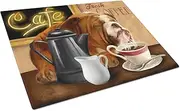 Caroline's Treasures PTW2061LCB English Bulldog Morning Coffee Glass Cutting Board Large Decorative Tempered Glass Kitchen Cutting and Serving Board Large Size Chopping Board