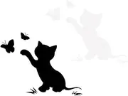 OSOLADY 4Pcs Creative Cartoon Cat Car Sticker Durable Scratch Cover Decals for Car Use Reflective Effect Black White Colors Car Decor Present