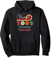 [VidiAmazing] Vintage 2005 January 18th Birthday 18 Years Old Pullover Hoodie ds1529
