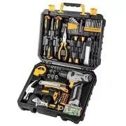 126 Piece Power Tool Combo Kits with 8V Cordless Drill, 10MM 3/8'' Yellow