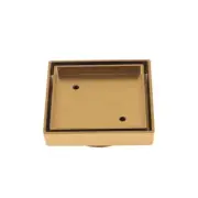 Brushed Gold Brass Tile Insert Floor Shower Waste Grate 115x115mm 95mm Outlet
