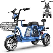 Folding Electric 3-Wheel Mobility Scooter, Adult Electric Scooter with Front Storage Basket, Electric Wheelchair 3 Seats ebikes Lightweight Electric Bike,for Elderly and Disabled