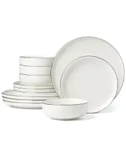 Oneida 24 Seven Black Rim 12-Piece Dinnerware Set
