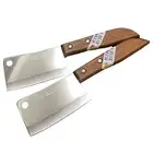 Mini Kitchen Cleaver Knife 2pc KIWI 3" Stainless Steel Wooden Handle Slice Chop